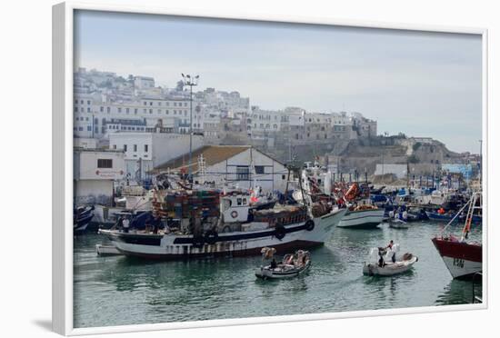 Fishing Boats Leaving Tangier Fishing Harbour, Tangier, Morocco, North Africa, Africa-Mick Baines & Maren Reichelt-Framed Photographic Print