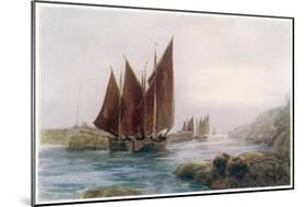 Fishing Boats Leaving the Harbour at Looe Cornwall-Maurice Randall-Mounted Art Print