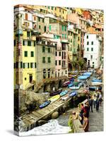 Fishing Boats Line the Launch Site in the Village of Riomaggiore, Cinque Terre, Tuscany, Italy-Richard Duval-Stretched Canvas