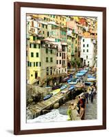 Fishing Boats Line the Launch Site in the Village of Riomaggiore, Cinque Terre, Tuscany, Italy-Richard Duval-Framed Photographic Print