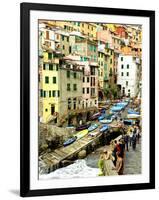 Fishing Boats Line the Launch Site in the Village of Riomaggiore, Cinque Terre, Tuscany, Italy-Richard Duval-Framed Photographic Print