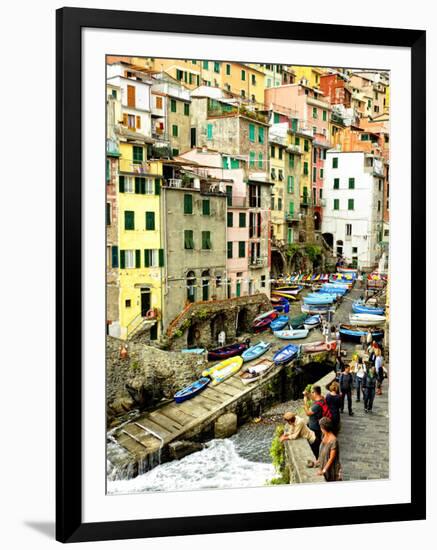 Fishing Boats Line the Launch Site in the Village of Riomaggiore, Cinque Terre, Tuscany, Italy-Richard Duval-Framed Photographic Print