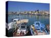 Fishing Boats Moored in Harbour, Aegina Town, Aegina, Saronic Islands, Greek Islands, Greece-Lightfoot Jeremy-Stretched Canvas