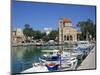 Fishing Boats Moored in Harbour and Domed Church, Aegina Town, Aegina, Saronic Islands, Greece-Lightfoot Jeremy-Mounted Photographic Print