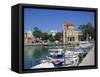 Fishing Boats Moored in Harbour and Domed Church, Aegina Town, Aegina, Saronic Islands, Greece-Lightfoot Jeremy-Framed Stretched Canvas