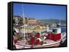 Fishing Boats Moored in Harbour at Molyvos, Lesbos, North Aegean Islands, Greek Islands, Greece-Lightfoot Jeremy-Framed Stretched Canvas