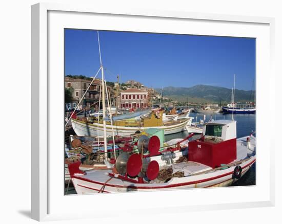 Fishing Boats Moored in Harbour at Molyvos, Lesbos, North Aegean Islands, Greek Islands, Greece-Lightfoot Jeremy-Framed Photographic Print