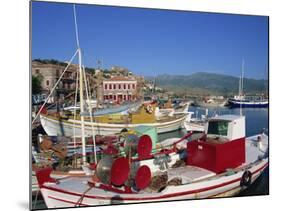 Fishing Boats Moored in Harbour at Molyvos, Lesbos, North Aegean Islands, Greek Islands, Greece-Lightfoot Jeremy-Mounted Photographic Print