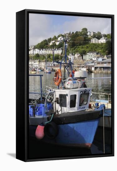Fishing Boats Moored in Looe Harbour, Cornwall, England, United Kingdom, Europe-Nick Upton-Framed Stretched Canvas