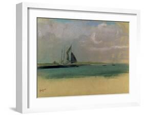 Fishing Boats Moored in the Harbour, C.1869-Edgar Degas-Framed Giclee Print