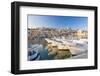 Fishing boats moored in the harbour surrounded by blue sea and the old town, Sciacca, Province of A-Roberto Moiola-Framed Photographic Print