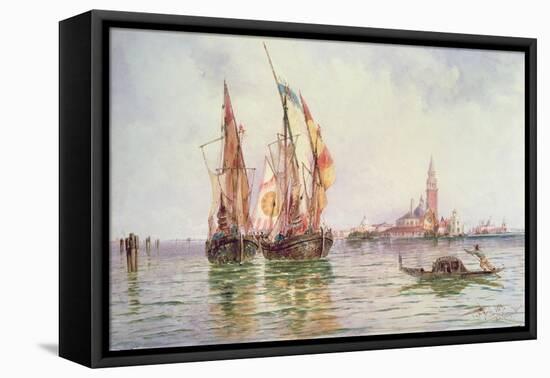 Fishing Boats Near San Giorgio Maggiore, Venice-Thomas Bush Hardy-Framed Stretched Canvas