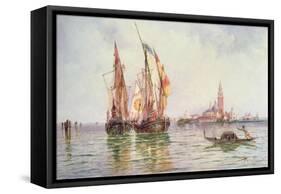 Fishing Boats Near San Giorgio Maggiore, Venice-Thomas Bush Hardy-Framed Stretched Canvas