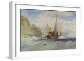 Fishing Boats Off the Isle of Wight-Charles Bentley-Framed Giclee Print