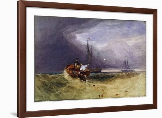 Fishing Boats Off Yarmouth-John Sell Cotman-Framed Giclee Print