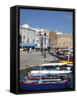 Fishing Boats, Old Port Canal With Kasbah Wall in Background, Bizerte, Tunisia-Dallas & John Heaton-Framed Stretched Canvas