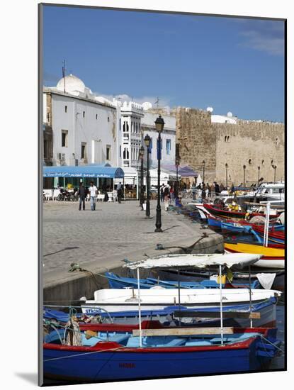 Fishing Boats, Old Port Canal With Kasbah Wall in Background, Bizerte, Tunisia-Dallas & John Heaton-Mounted Photographic Print