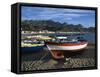 Fishing Boats on Beach, Giardini Naxos, Sicily, Italy, Mediterranean, Europe-Stuart Black-Framed Stretched Canvas