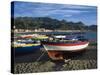 Fishing Boats on Beach, Giardini Naxos, Sicily, Italy, Mediterranean, Europe-Stuart Black-Stretched Canvas