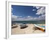 Fishing Boats on Beach, Hammamet, Cap Bon, Tunisia-Walter Bibikow-Framed Photographic Print