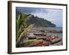 Fishing Boats on Beach, Overcast Sky and Coast, Martinique, Lesser Antilles, French West Indies-Traverso Doug-Framed Photographic Print