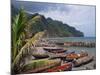 Fishing Boats on Beach, Overcast Sky and Coast, Martinique, Lesser Antilles, French West Indies-Traverso Doug-Mounted Photographic Print