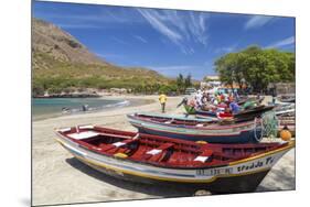 Fishing Boats on Beach, Tarrafal, Santiago Island, Cape Verde-Peter Adams-Mounted Premium Photographic Print