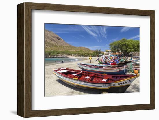 Fishing Boats on Beach, Tarrafal, Santiago Island, Cape Verde-Peter Adams-Framed Photographic Print