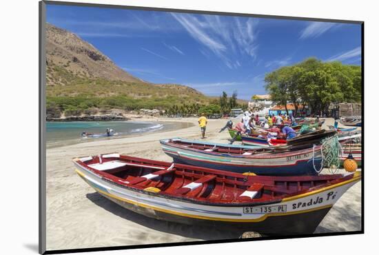 Fishing Boats on Beach, Tarrafal, Santiago Island, Cape Verde-Peter Adams-Mounted Photographic Print