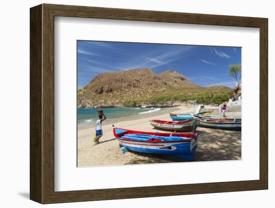 Fishing Boats on Beach, Tarrafal, Santiago Island, Cape Verde-Peter Adams-Framed Photographic Print