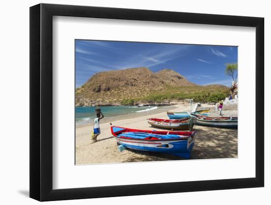 Fishing Boats on Beach, Tarrafal, Santiago Island, Cape Verde-Peter Adams-Framed Photographic Print