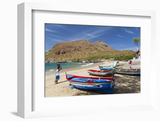 Fishing Boats on Beach, Tarrafal, Santiago Island, Cape Verde-Peter Adams-Framed Photographic Print