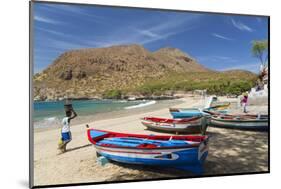 Fishing Boats on Beach, Tarrafal, Santiago Island, Cape Verde-Peter Adams-Mounted Photographic Print