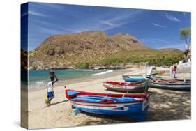 Fishing Boats on Beach, Tarrafal, Santiago Island, Cape Verde-Peter Adams-Stretched Canvas