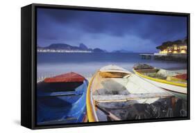 Fishing Boats on Copacabana Beach at Dusk, Rio de Janeiro, Brazil, South America-Ian Trower-Framed Stretched Canvas