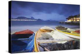 Fishing Boats on Copacabana Beach at Dusk, Rio de Janeiro, Brazil, South America-Ian Trower-Stretched Canvas