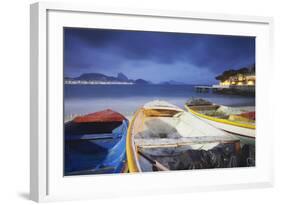 Fishing Boats on Copacabana Beach at Dusk, Rio de Janeiro, Brazil, South America-Ian Trower-Framed Photographic Print