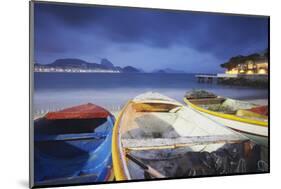 Fishing Boats on Copacabana Beach at Dusk, Rio de Janeiro, Brazil, South America-Ian Trower-Mounted Photographic Print