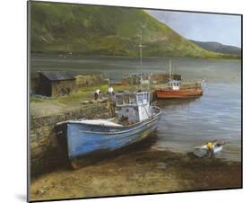 Fishing Boats On Lake Connemara-Clive Madgwick-Mounted Giclee Print