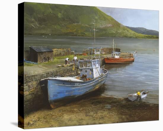 Fishing Boats On Lake Connemara-Clive Madgwick-Stretched Canvas