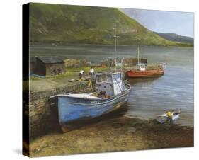 Fishing Boats On Lake Connemara-Clive Madgwick-Stretched Canvas