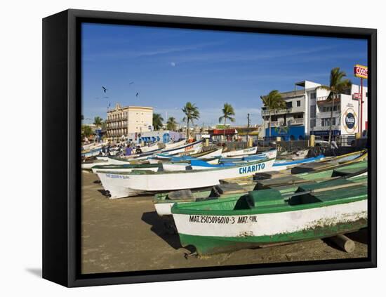 Fishing Boats on Playa Norte, Mazatlan, Sinaloa State, Mexico, North America-Richard Cummins-Framed Stretched Canvas