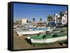 Fishing Boats on Playa Norte, Mazatlan, Sinaloa State, Mexico, North America-Richard Cummins-Framed Stretched Canvas