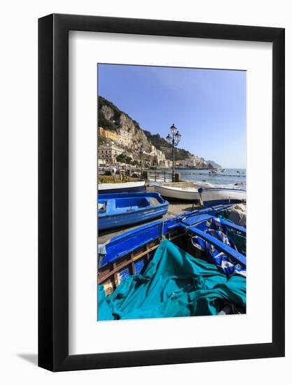 Fishing Boats on Shore, Amalfi Waterfront, Costiera Amalfitana (Amalfi Coast), Campania, Italy-Eleanor Scriven-Framed Photographic Print