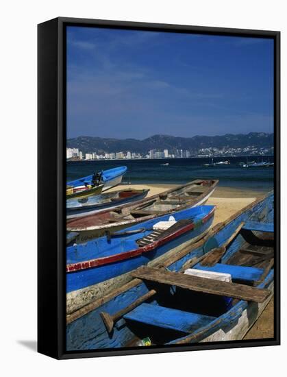 Fishing Boats on the Beach, Acapulco-Angelo Cavalli-Framed Stretched Canvas