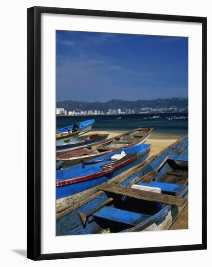 Fishing Boats on the Beach, Acapulco-Angelo Cavalli-Framed Photographic Print