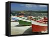 Fishing Boats on the Beach and in the Harbour of the Village of Muxia in Galicia, Spain, Europe-Michael Busselle-Framed Stretched Canvas