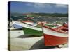 Fishing Boats on the Beach and in the Harbour of the Village of Muxia in Galicia, Spain, Europe-Michael Busselle-Stretched Canvas