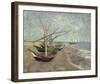 Fishing Boats On The Beach At Les Saintes-Maries-de-la-Mer-Vincent Van Gogh-Framed Giclee Print