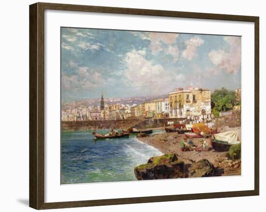 Fishing Boats on the Beach at Marinella, Naples-Carlo Brancaccio-Framed Giclee Print